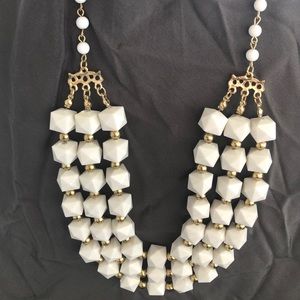 Triple strand white geometric beads costume jewels